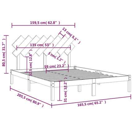 sengeramme 160x200 cm massivt træ