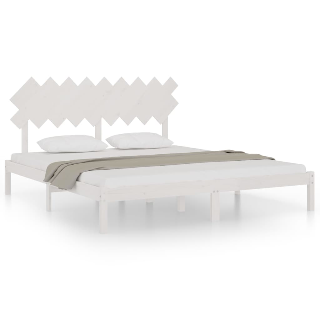 sengeramme 180x200 cm Super King massivt træ hvid
