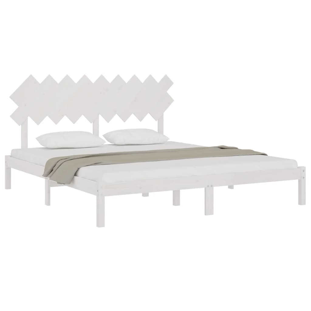 sengeramme 180x200 cm Super King massivt træ hvid