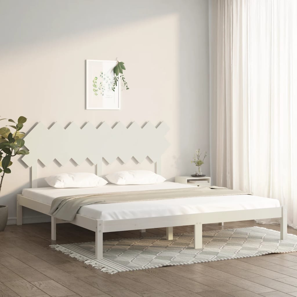 sengeramme 180x200 cm Super King massivt træ hvid
