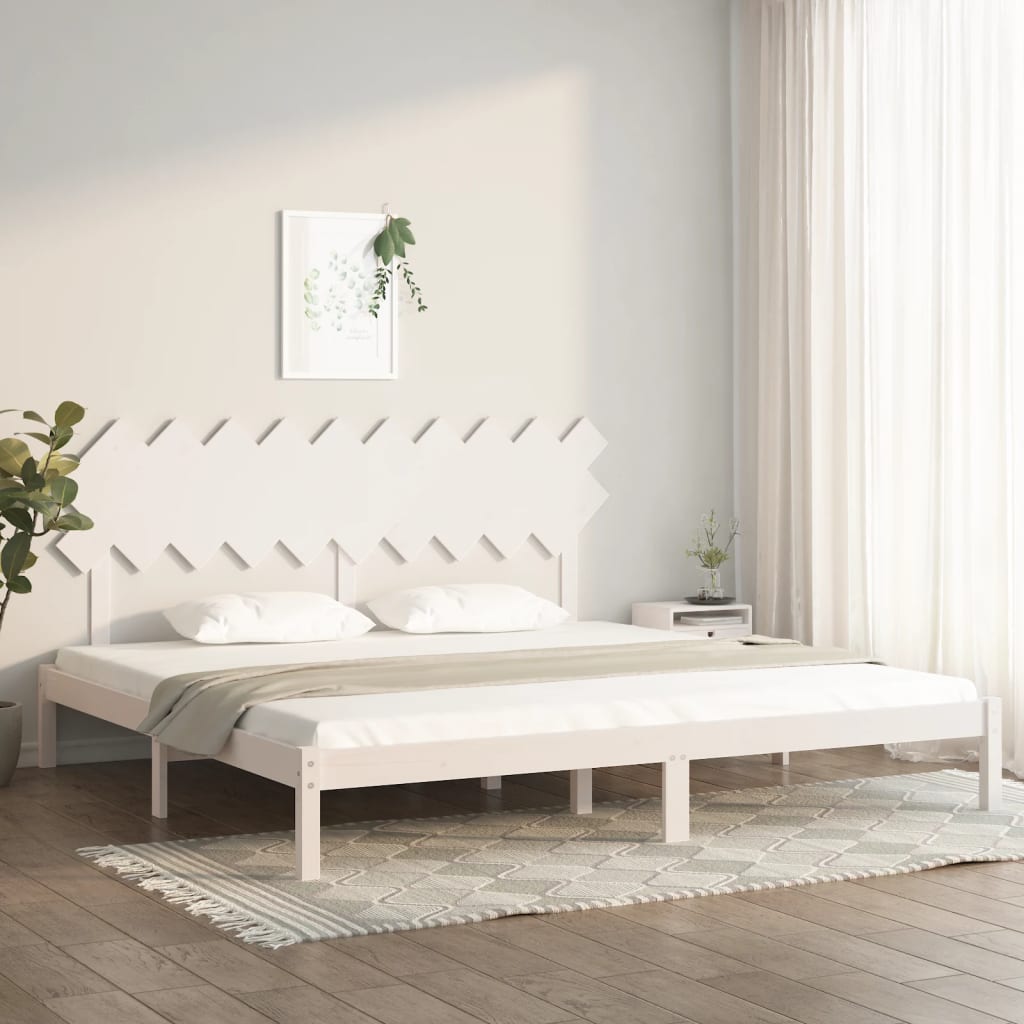 sengeramme 200x200 cm massivt træ hvid