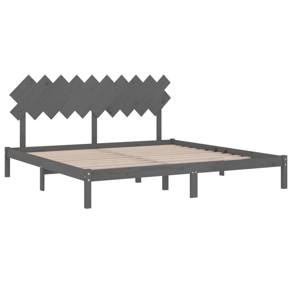 sengeramme 200x200 cm massivt træ grå