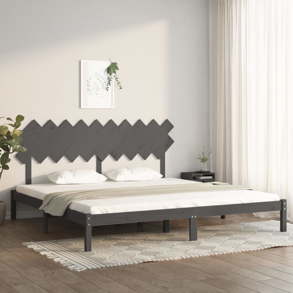 sengeramme 200x200 cm massivt træ grå