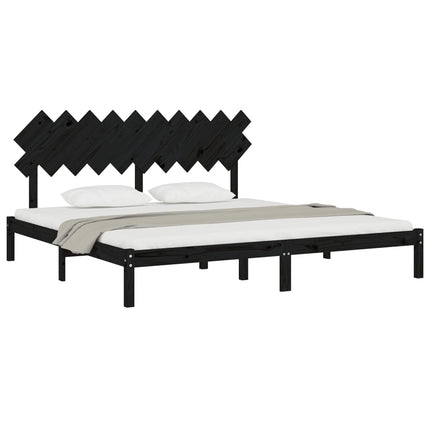sengeramme 200x200 cm massivt træ sort