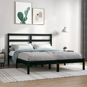 sengeramme 140x190 cm massivt fyrretræ sort