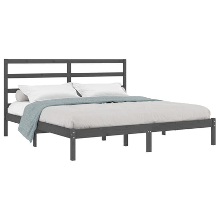 sengeramme 200x200 cm massivt fyrretræ grå