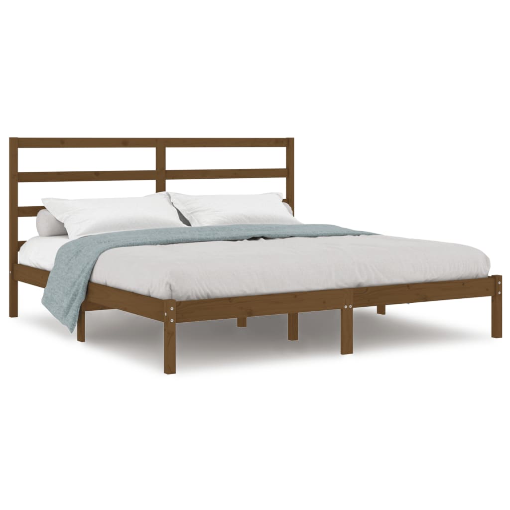 sengeramme 200x200 cm massivt fyrretræ gyldenbrun