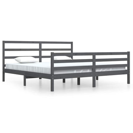 sengeramme 200x200 cm massivt fyrretræ grå