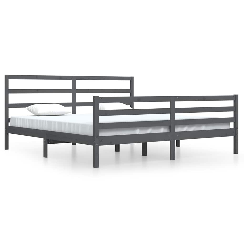 sengeramme 200x200 cm massivt fyrretræ grå