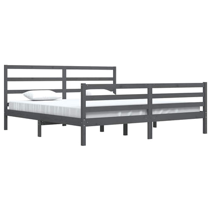sengeramme 200x200 cm massivt fyrretræ grå
