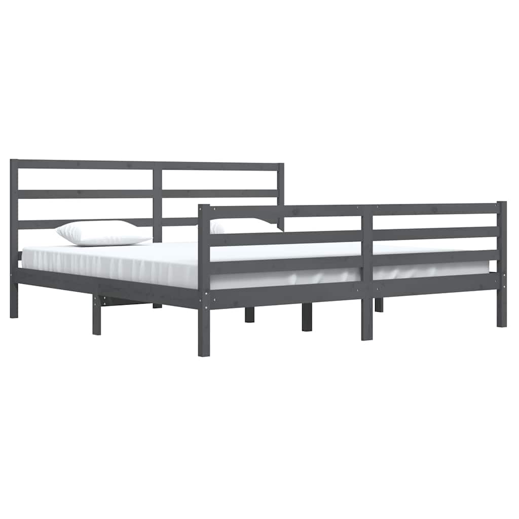sengeramme 200x200 cm massivt fyrretræ grå