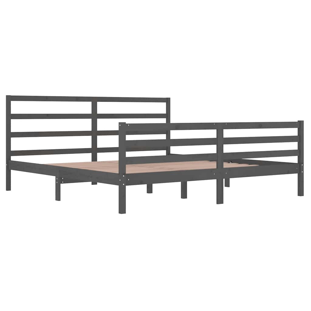 sengeramme 200x200 cm massivt fyrretræ grå