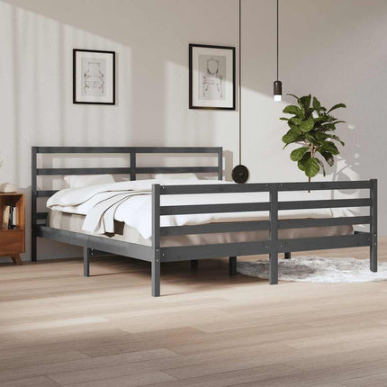 sengeramme 200x200 cm massivt fyrretræ grå