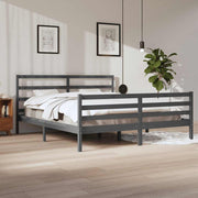 sengeramme 200x200 cm massivt fyrretræ grå