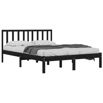 sengeramme 140x190 cm massivt fyrretræ sort