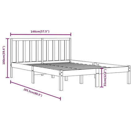 sengeramme 140x190 cm massivt fyrretræ sort