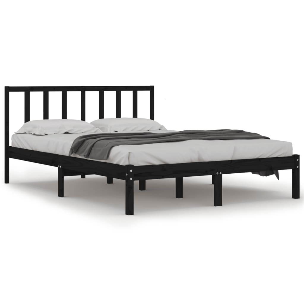 sengeramme 150x200 cm King Size massivt fyrretræ sort