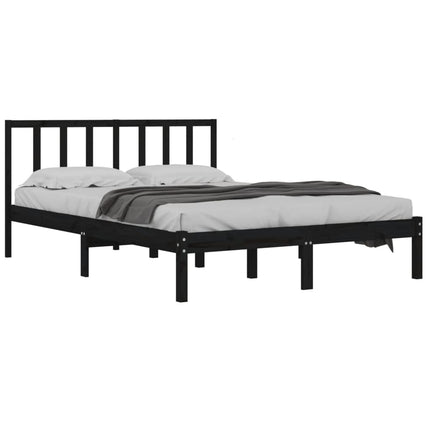 sengeramme 150x200 cm King Size massivt fyrretræ sort