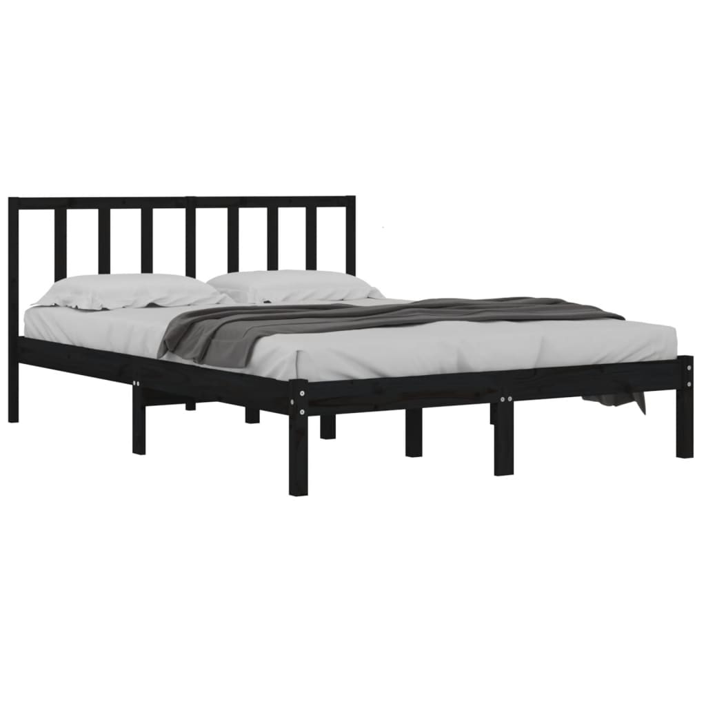 sengeramme 150x200 cm King Size massivt fyrretræ sort