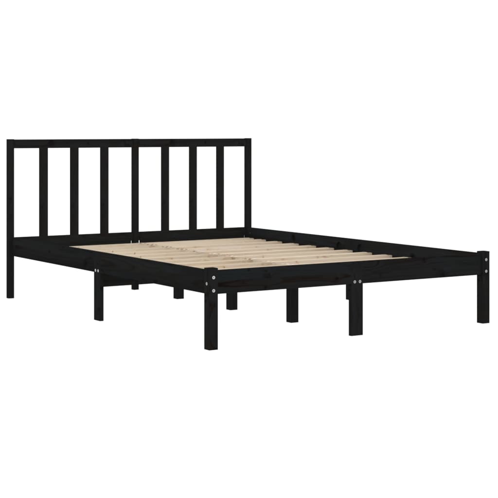 sengeramme 150x200 cm King Size massivt fyrretræ sort