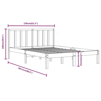 sengeramme 150x200 cm King Size massivt fyrretræ sort