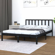 sengeramme 150x200 cm King Size massivt fyrretræ sort