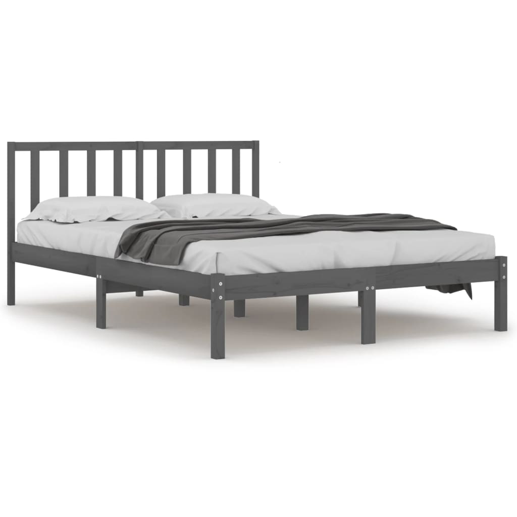 sengeramme 200x200 cm massivt fyrretræ grå