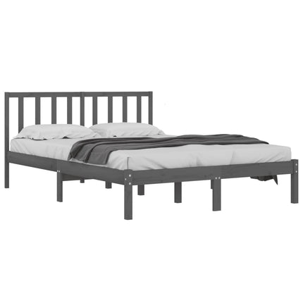 sengeramme 200x200 cm massivt fyrretræ grå
