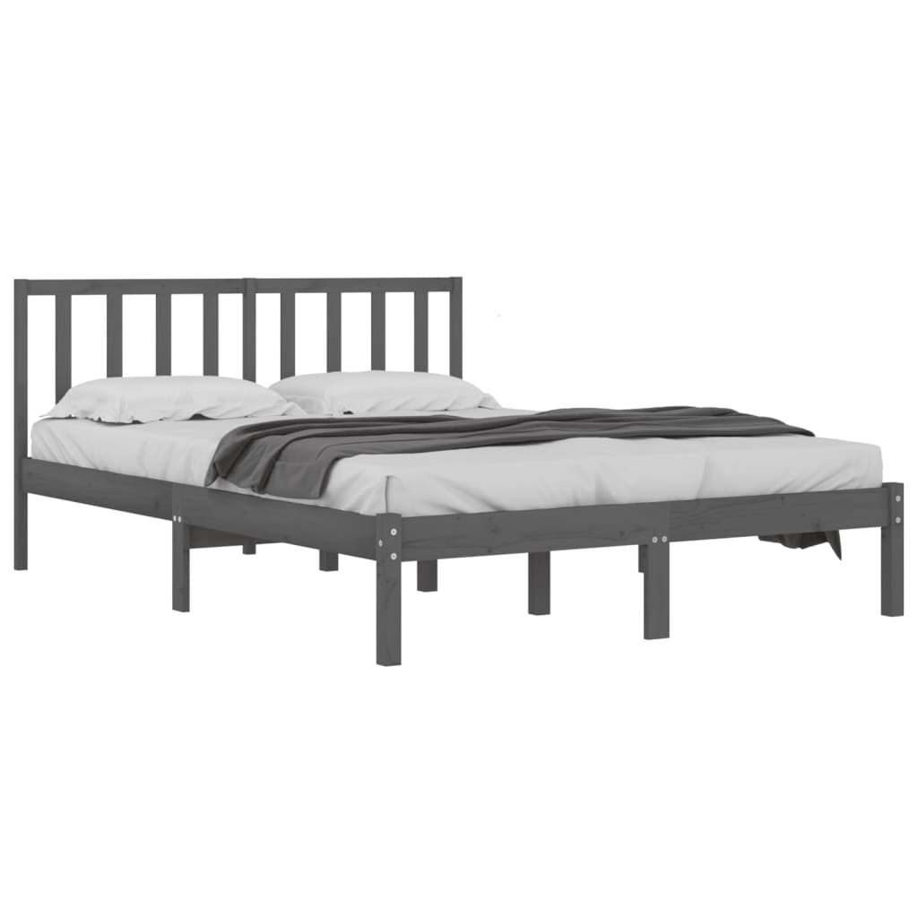 sengeramme 200x200 cm massivt fyrretræ grå