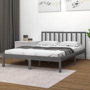 sengeramme 200x200 cm massivt fyrretræ grå