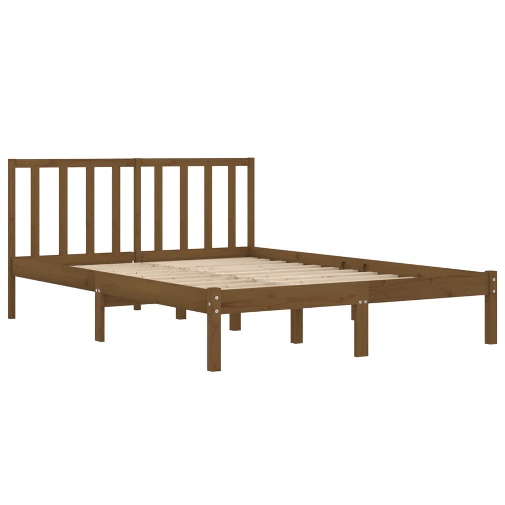 sengeramme 200x200 cm massivt fyrretræ gyldenbrun