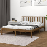 sengeramme 200x200 cm massivt fyrretræ gyldenbrun