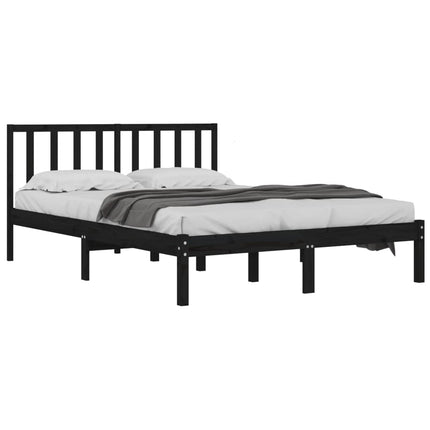 sengeramme 200x200 cm massivt fyrretræ sort