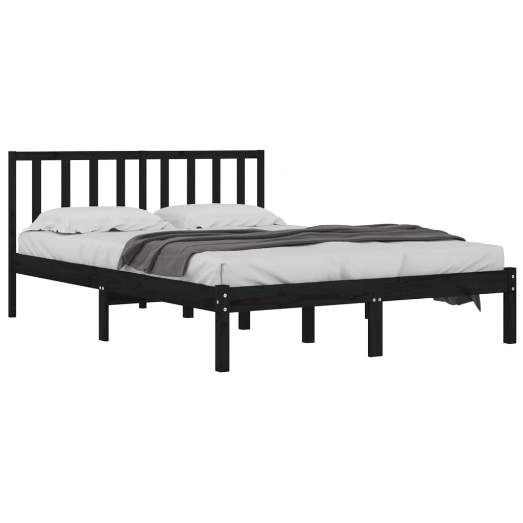 sengeramme 200x200 cm massivt fyrretræ sort