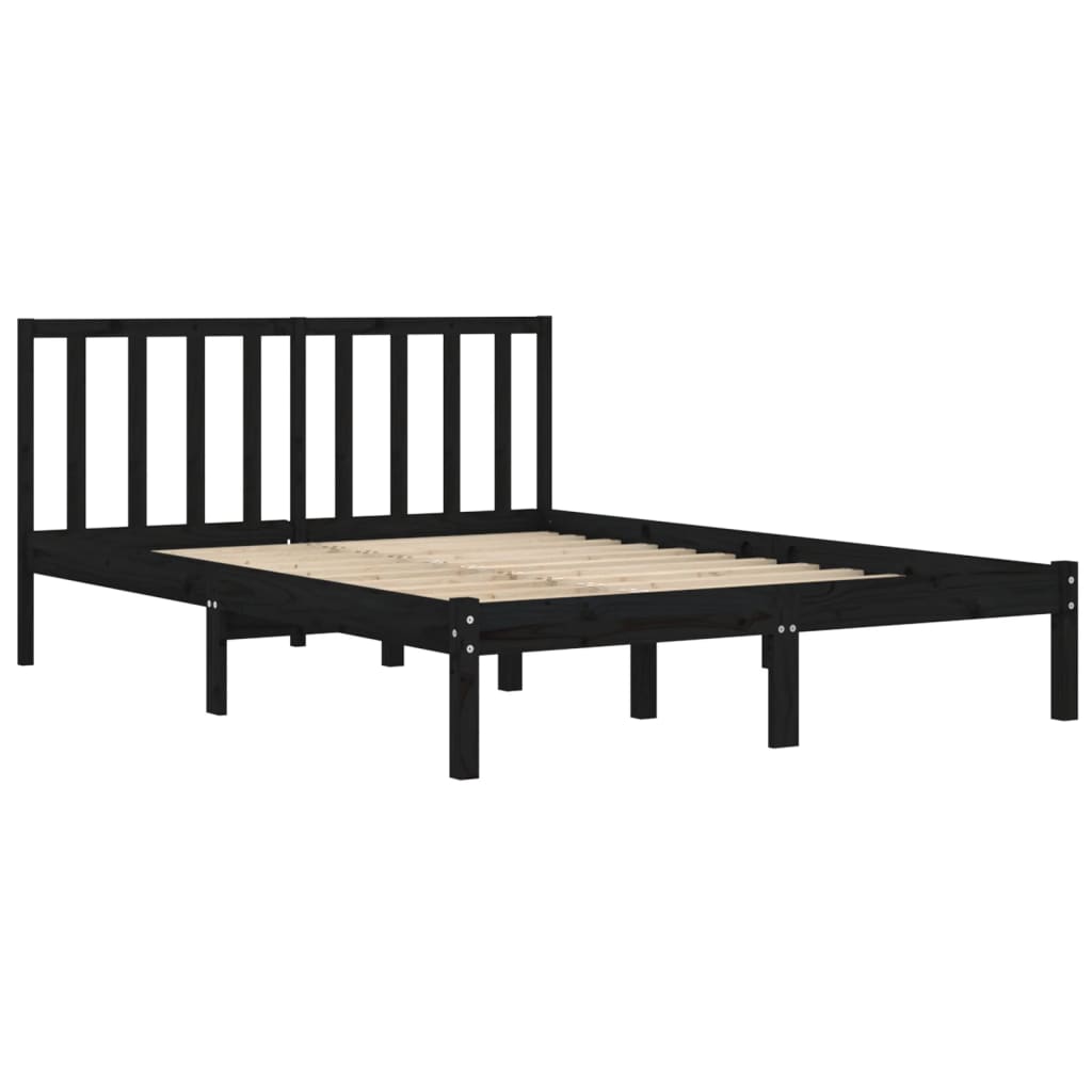 sengeramme 200x200 cm massivt fyrretræ sort