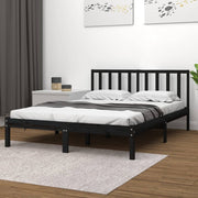 sengeramme 200x200 cm massivt fyrretræ sort