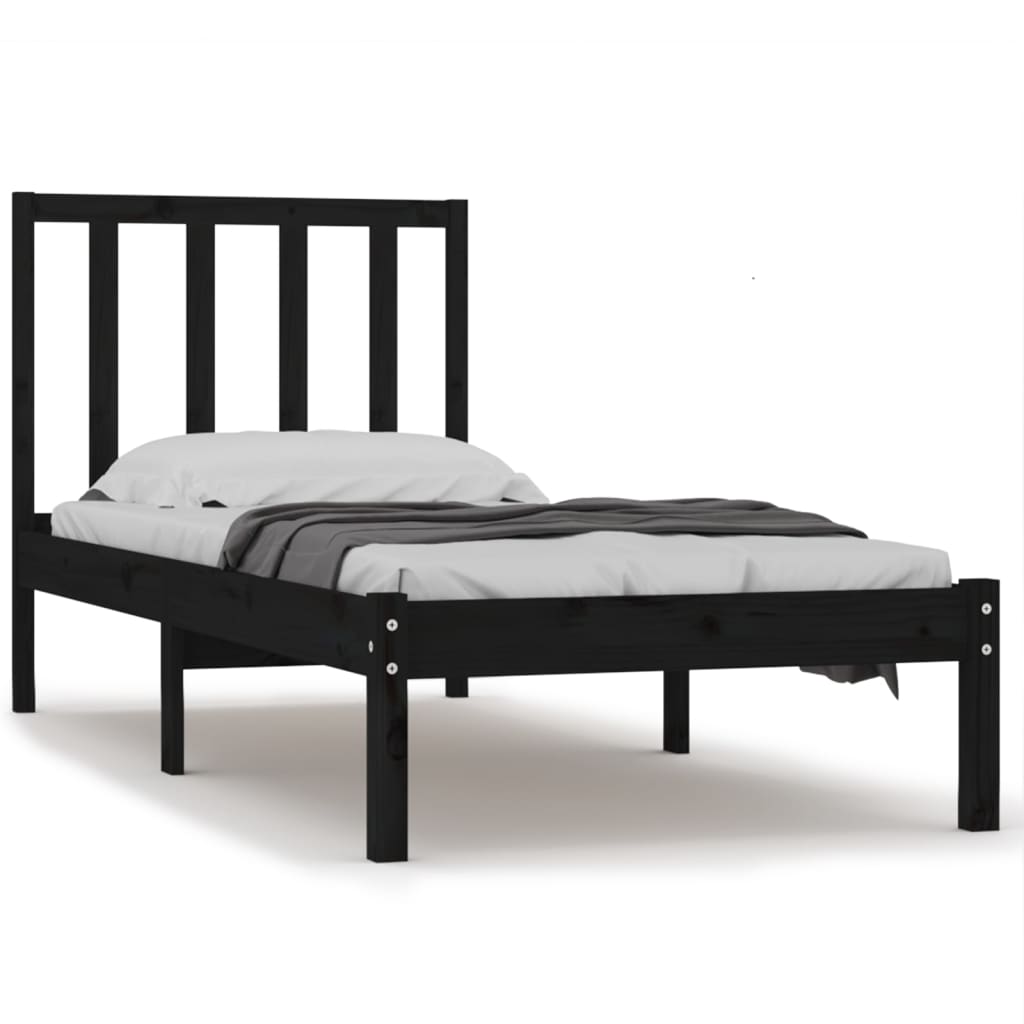 sengeramme 75x190 cm Small Single massivt fyrretræ sort