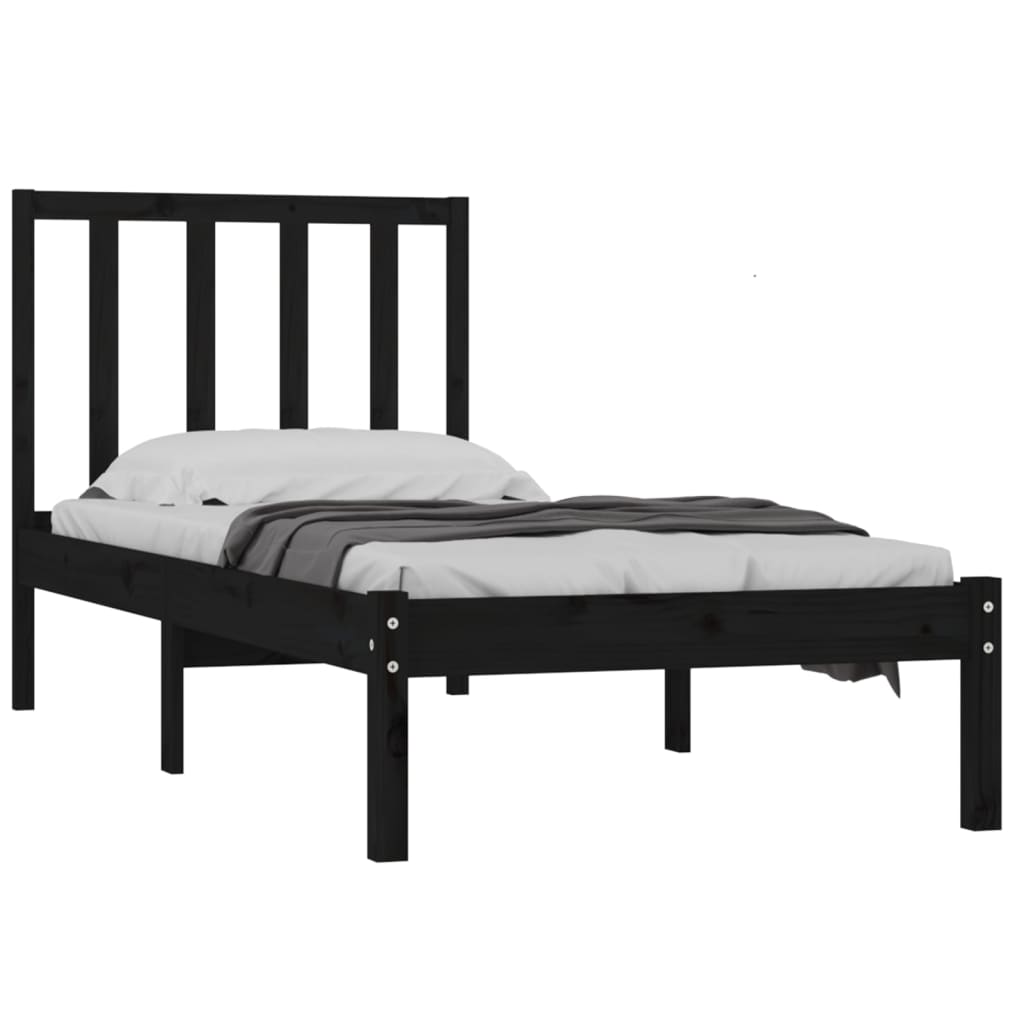 sengeramme 75x190 cm Small Single massivt fyrretræ sort