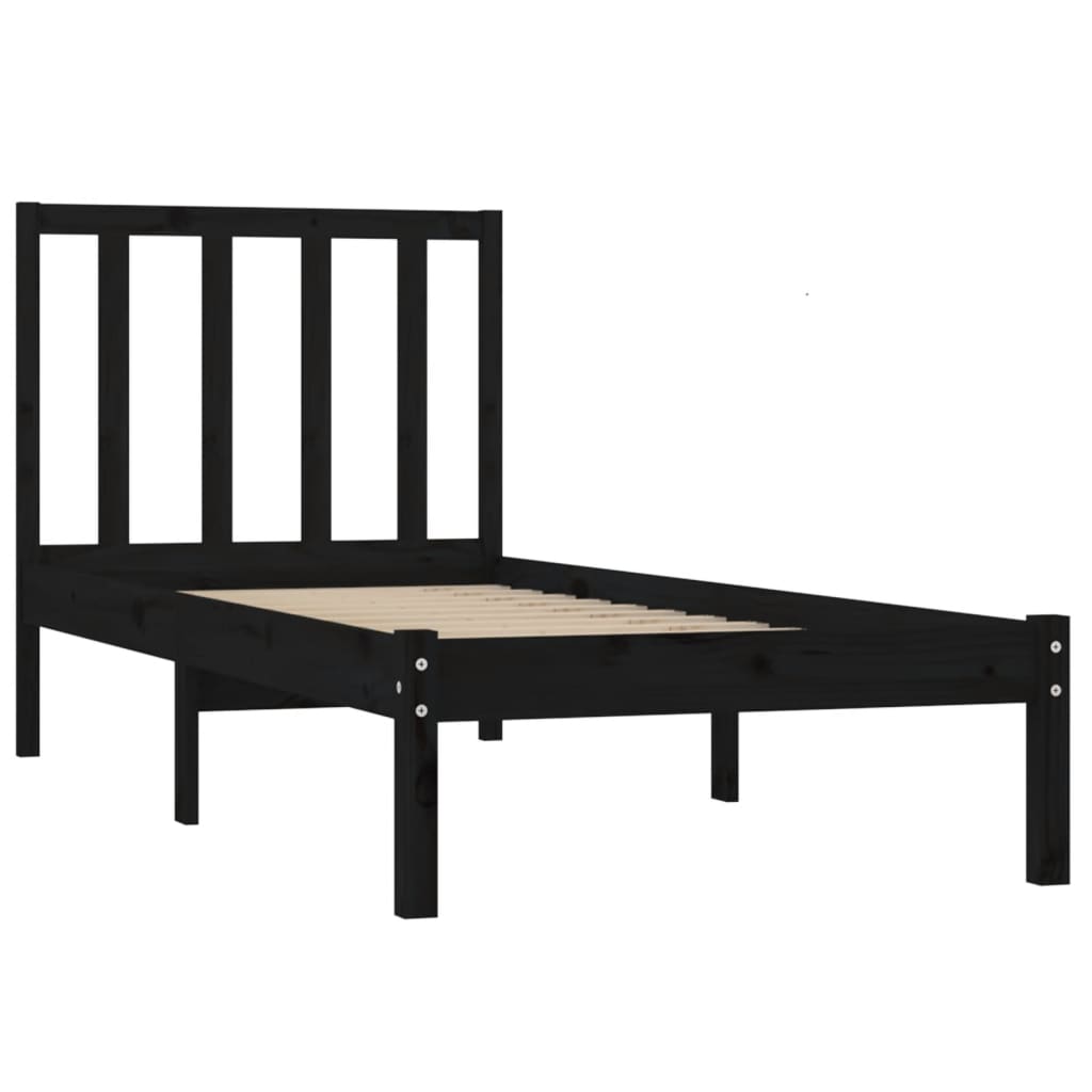 sengeramme 75x190 cm Small Single massivt fyrretræ sort