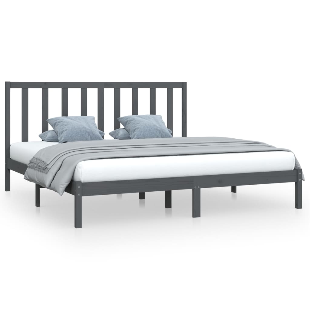 sengeramme 200x200 cm massivt fyrretræ grå