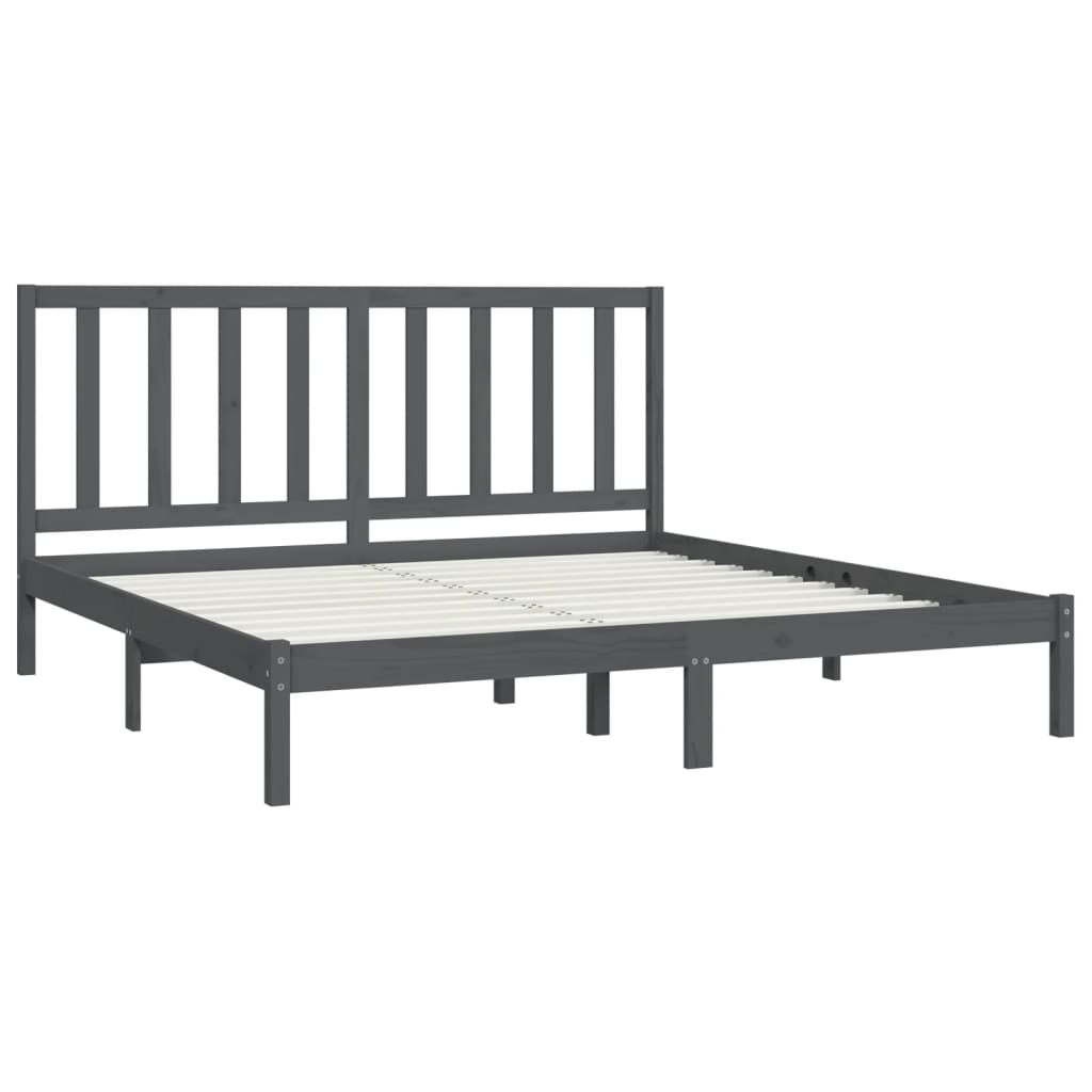 sengeramme 200x200 cm massivt fyrretræ grå