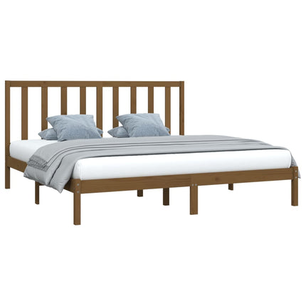 sengeramme 200x200 cm massivt fyrretræ gyldenbrun