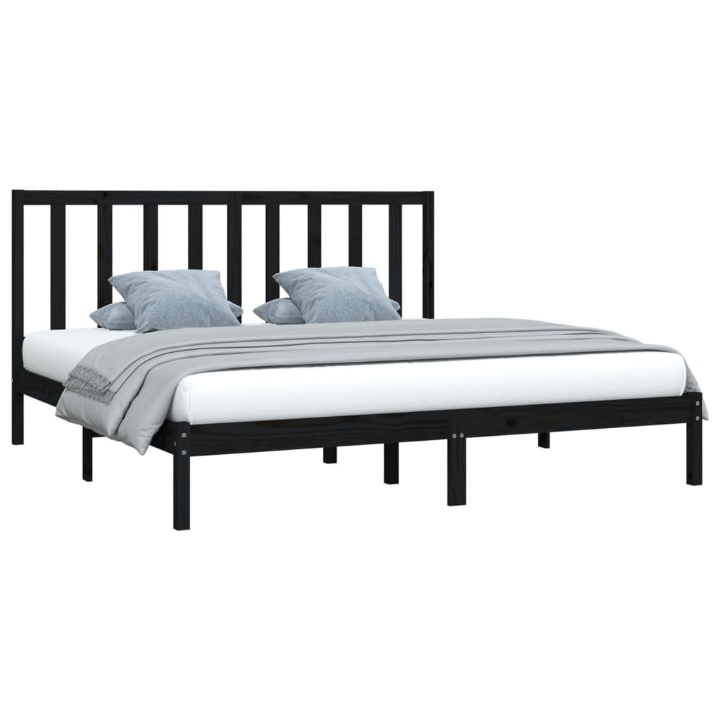 sengeramme 200x200 cm massivt fyrretræ sort