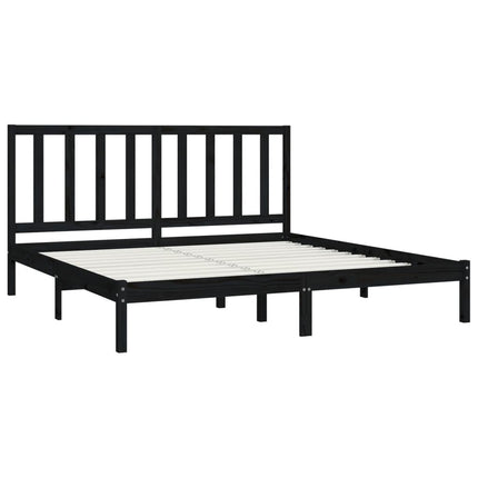 sengeramme 200x200 cm massivt fyrretræ sort