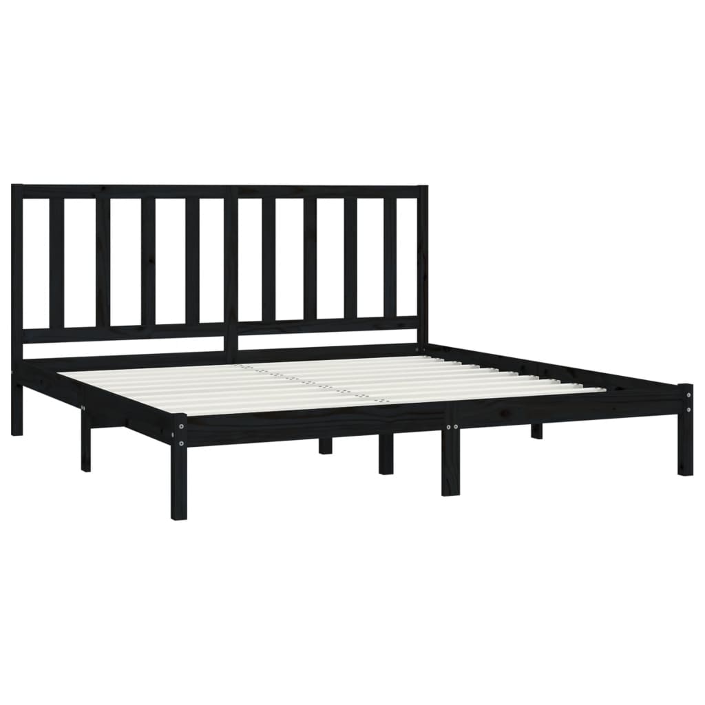 sengeramme 200x200 cm massivt fyrretræ sort