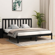 sengeramme 200x200 cm massivt fyrretræ sort