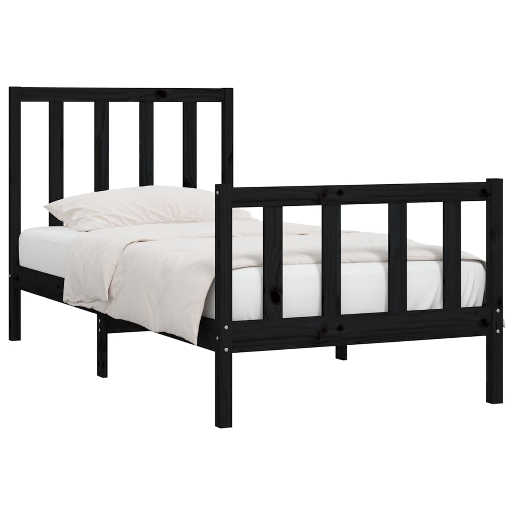 sengeramme 75x190 cm Small Single massivt træ sort
