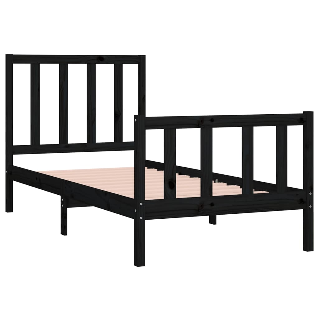 sengeramme 75x190 cm Small Single massivt træ sort