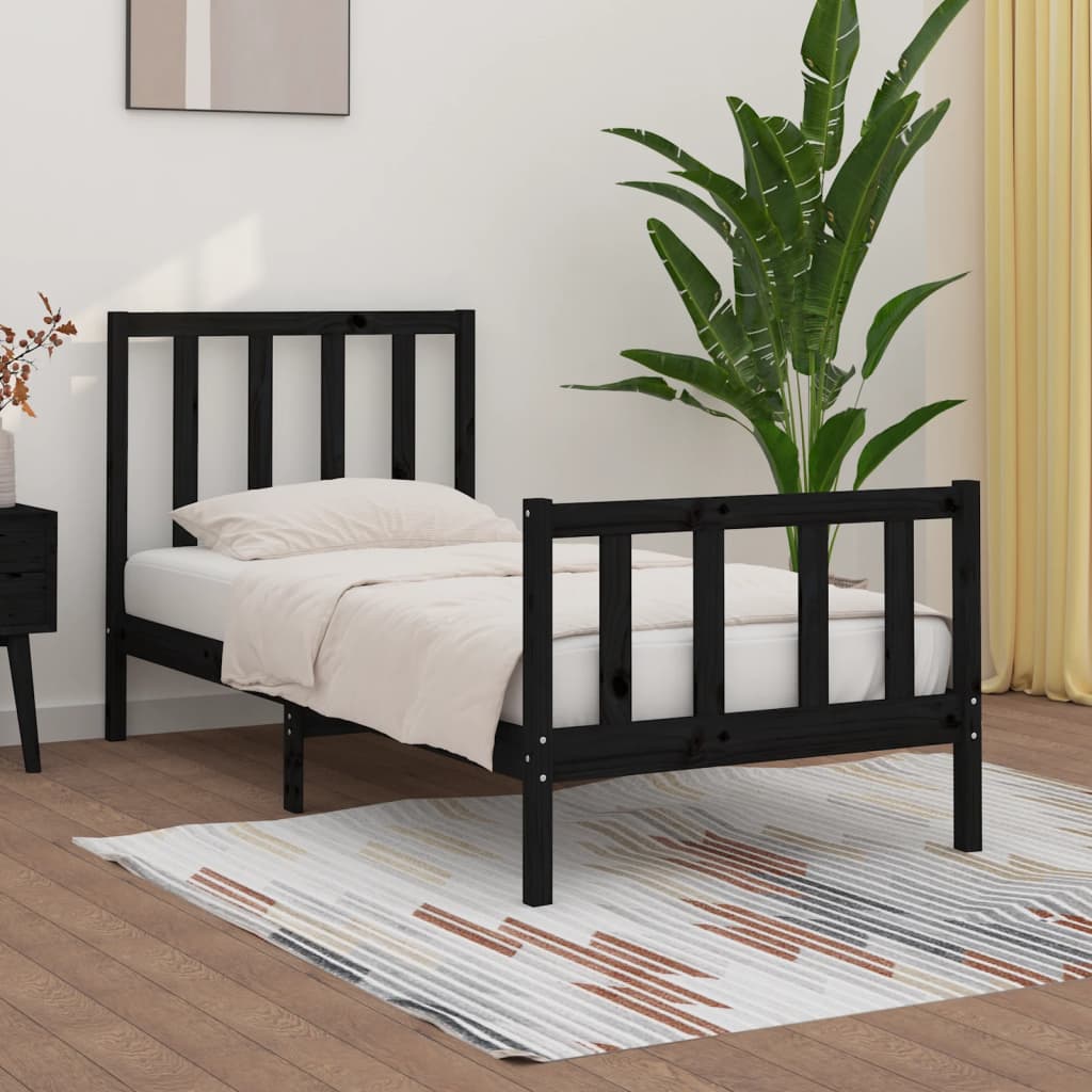 sengeramme 75x190 cm Small Single massivt træ sort