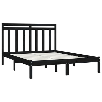 sengeramme 140x190 cm massivt træ sort